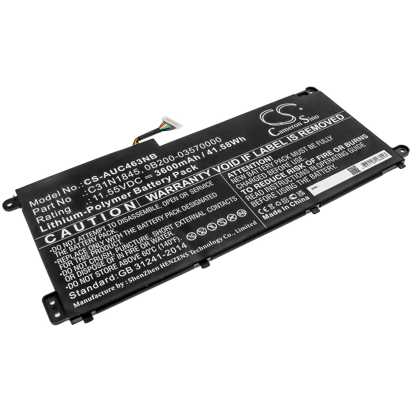 11.55V, 3600mAh, Li-Polymer Battery fits Asus, Chromebook C436fa, 41.58Wh