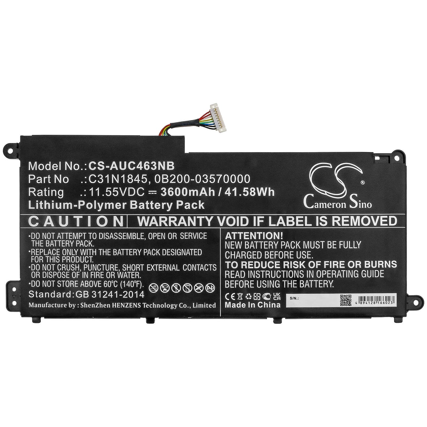 11.55V, 3600mAh, Li-Polymer Battery fits Asus, Chromebook C436fa, 41.58Wh