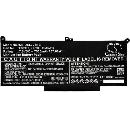 7.6V, 7500mAh, Li-ion Battery fits Dell, Ctol7480-d1506cn, Ctol7480-d1706cn, 57Wh