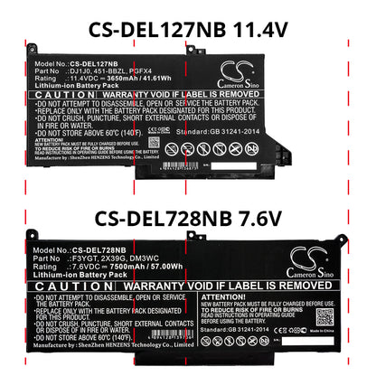 7.6V, 7500mAh, Li-ion Battery fits Dell, Ctol7480-d1506cn, Ctol7480-d1706cn, 57Wh