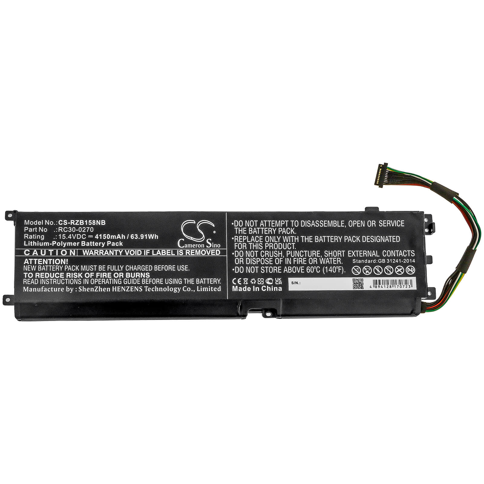 15.4V, 4150mAh, Li-Polymer Battery fits Razer, Blade 15 Base, Blade 15 Base 2018 Gtx 1660 Ti, 63.91Wh