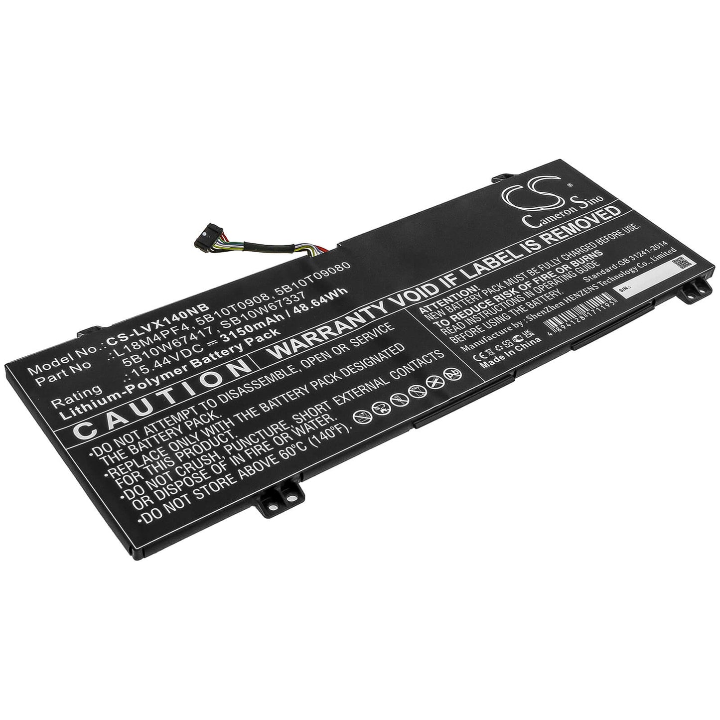 15.44V, 3150mAh, Li-Polymer Battery fits Lenovo, Ideapad S540-14api, Ideapad S540-14iwl, 48.636Wh