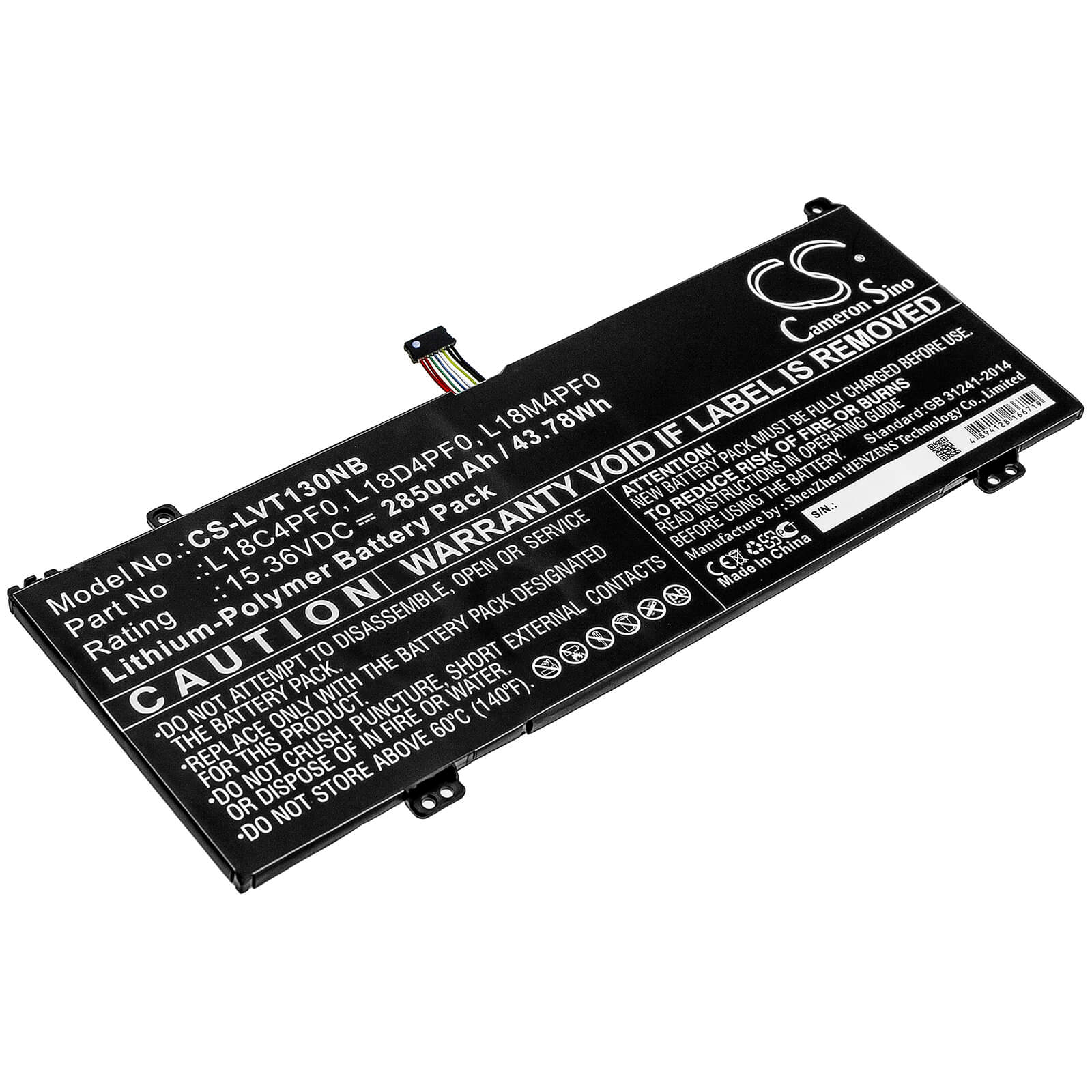 15.36V, 2850mAh, Li-Polymer Battery fits Lenovo, Thinkbook 13s, Thinkbook 13s-20r9005fsb, 43.776Wh