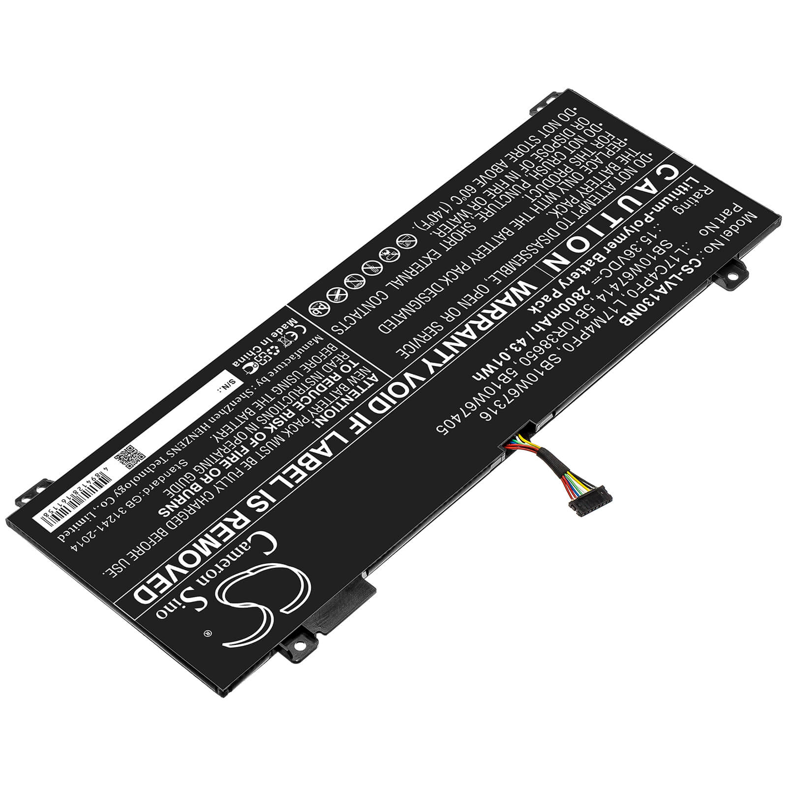 15.36V, 2800mAh, Li-Polymer Battery fits Lenovo, Xiaoxin Air 13, Xiaoxin Air 13iwl, 43.008Wh
