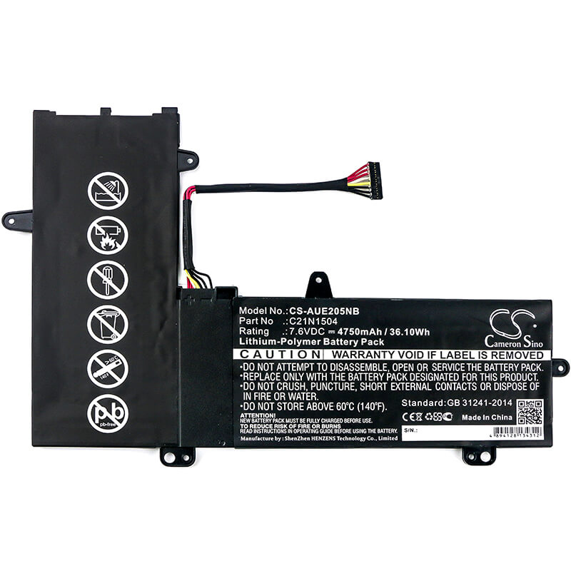7.6V, 4750mAh, Li-Polymer Battery fits Asus, E205sa, E205sa-3b, 36.1Wh