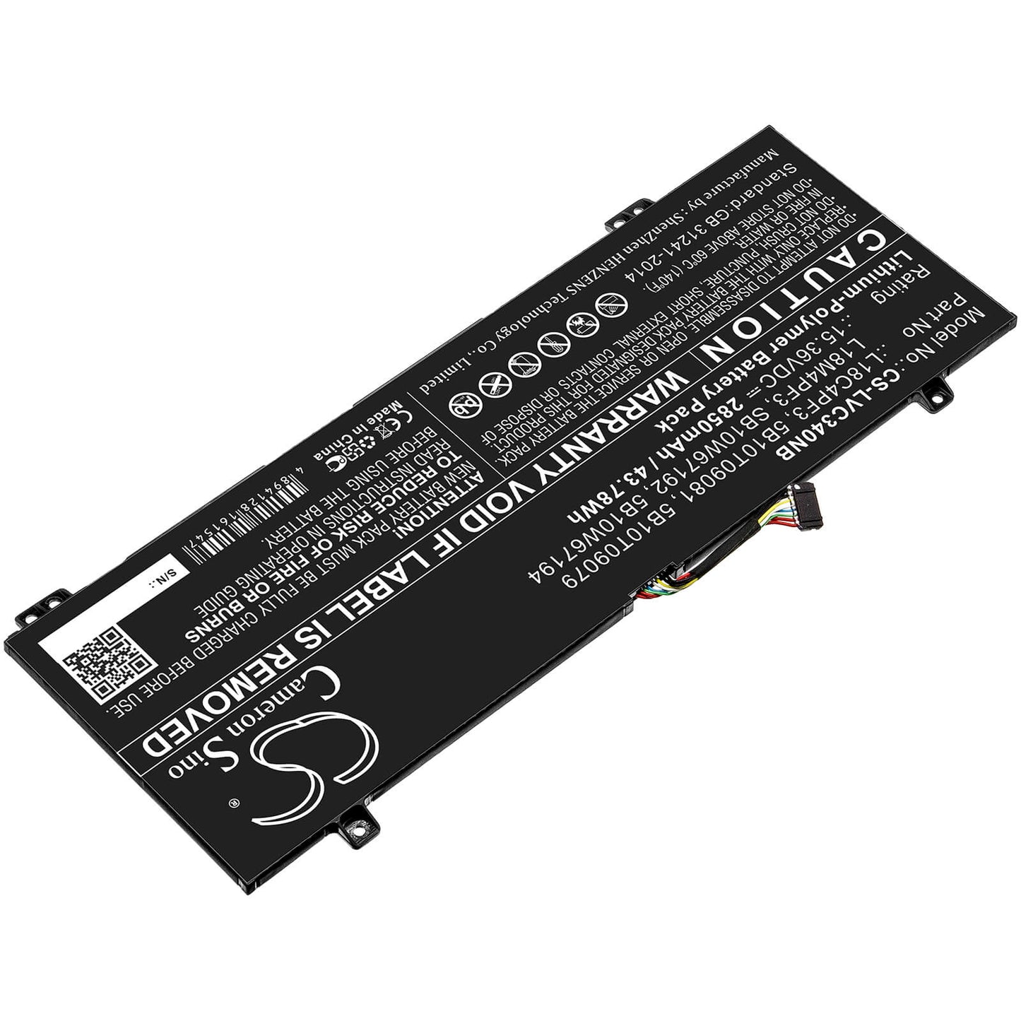 15.36V, 2850mAh, Li-Polymer Battery fits Lenovo, Ideapad C340-14api, Ideapad C340-14api 81n6004uge, 43.776Wh