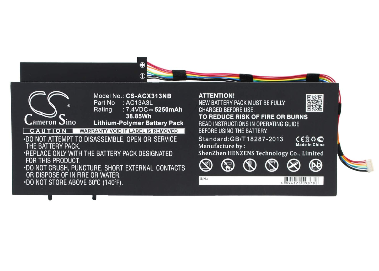 7.4V, 5250mAh, Li-Polymer Battery fits Acer, Aspire P3-131, Aspire P3-131-21292g06as, 38.85Wh