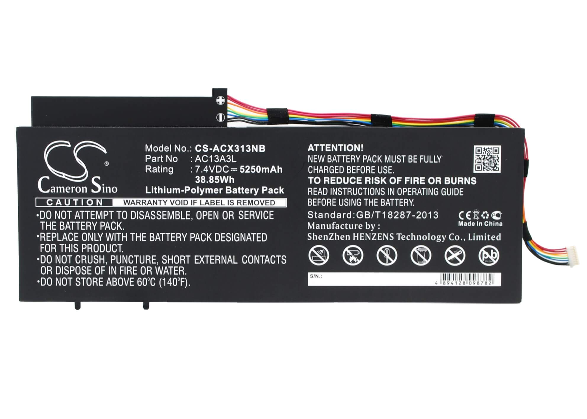 7.4V, 5250mAh, Li-Polymer Battery fits Acer, Aspire P3-131, Aspire P3-131-21292g06as, 38.85Wh