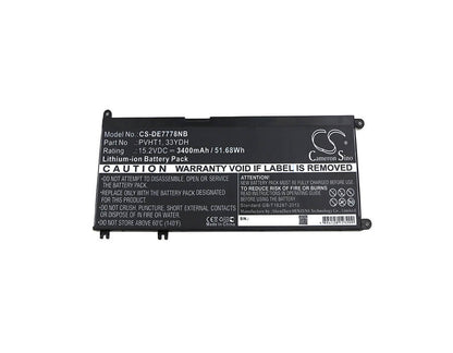 15.2V, 3400mAh, Li-ion Battery fits Dell, Dncwscb6106b, G3 15, 51.68Wh