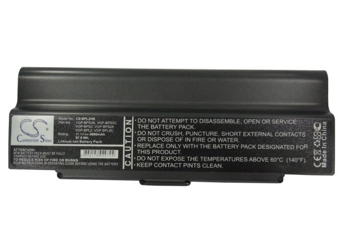 11.1V, 8800mAh, Li-ion Battery fits Sony, Sony Vaio Vgn-s52b/ S, Vaio Pcg-6c1n, 97.68Wh