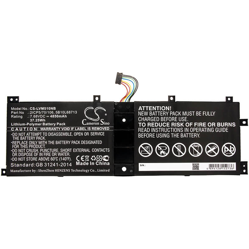 7.68V, 4850mAh, Li-Polymer Battery fits Lenovo, Ideapad Miix 510 12isk, Ideapad Miix 510-12ikb, 37.248Wh