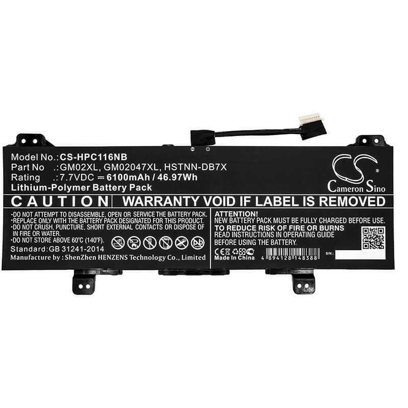 7.7V, 6100mAh, Li-Polymer Battery fits Hp, Chromebook 11 G6, Chromebook 11 G6 Ee, 46.97Wh