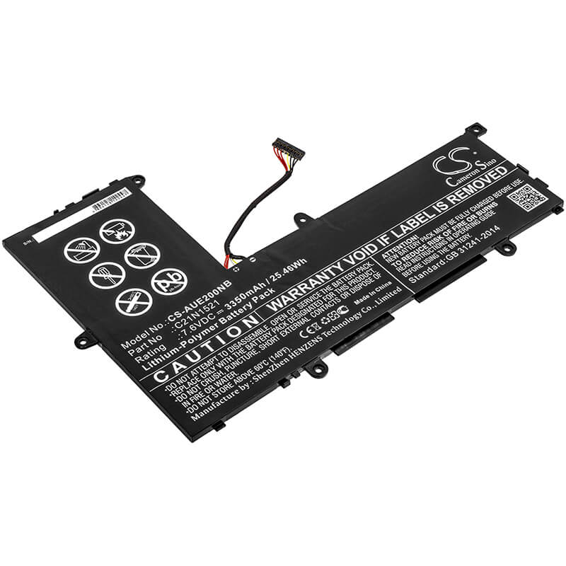 7.6V, 3350mAh, Li-Polymer Battery fits Asus, E200ha, E200ha-1a, 25.46Wh