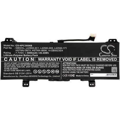 7.7V, 5900mAh, Li-Polymer Battery fits Hp, Chromebook X360 11, 45.43Wh