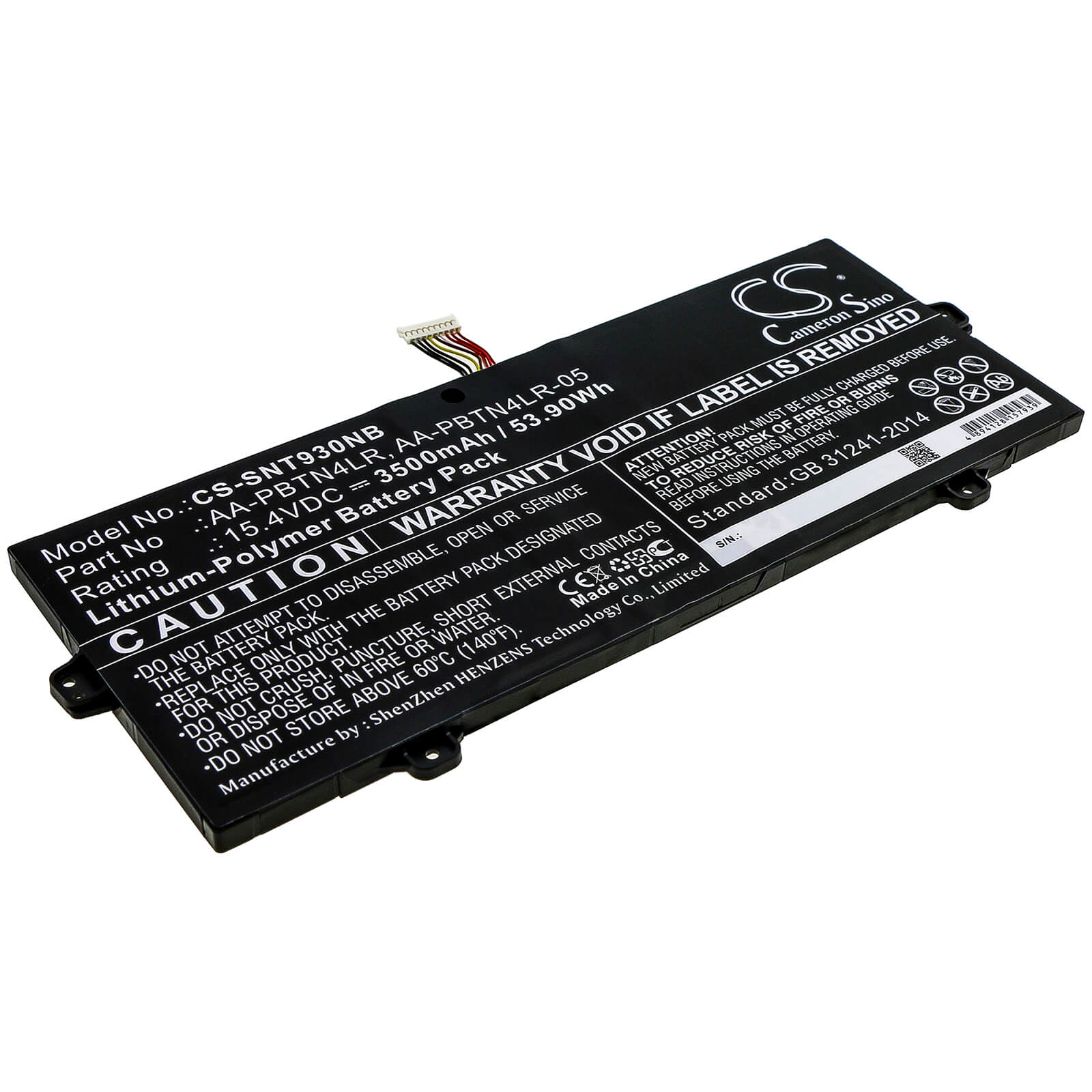 15.4V, 3500mAh, Li-Polymer Battery fits Samsung, Ba43-00386a, Np850xbc, 53.9Wh