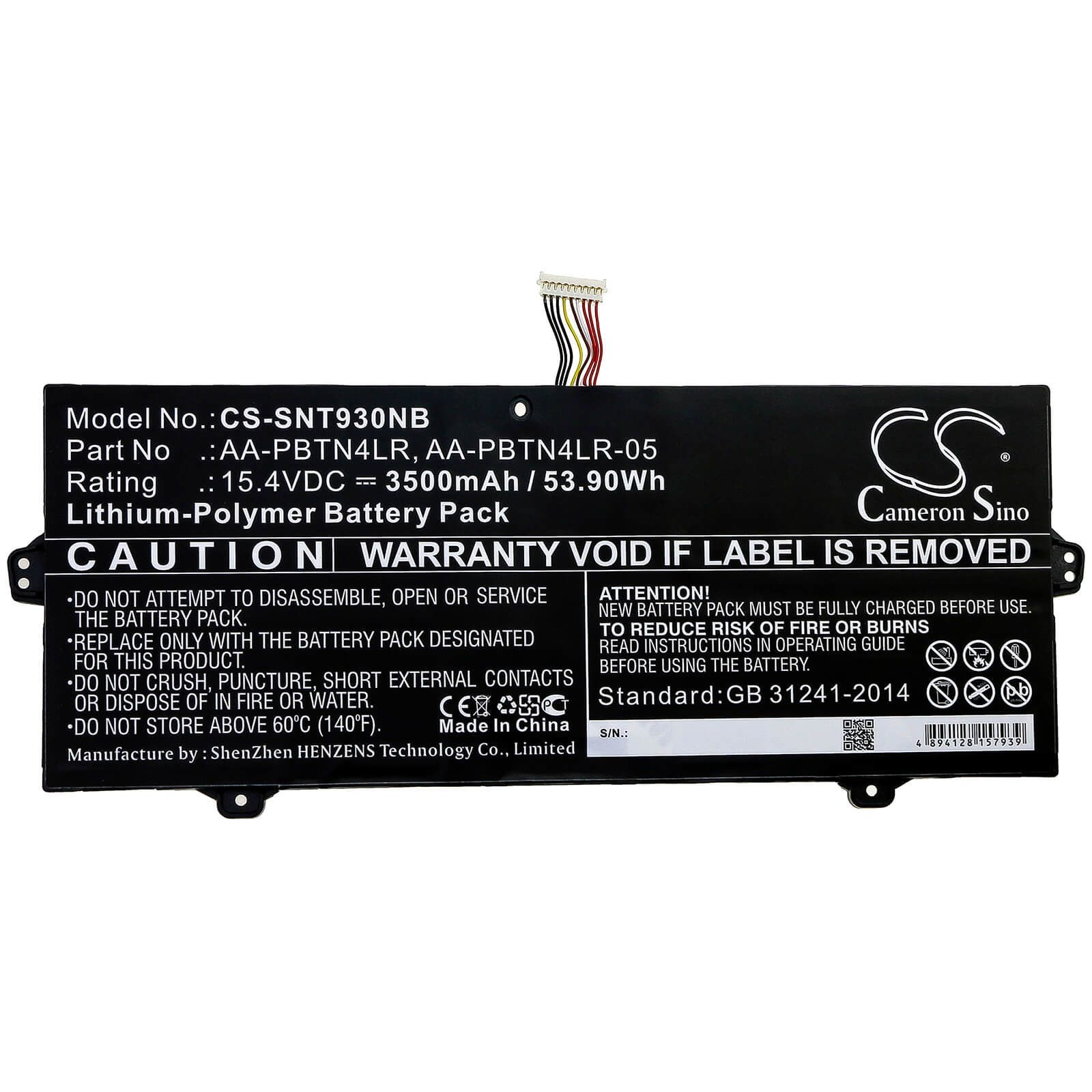 15.4V, 3500mAh, Li-Polymer Battery fits Samsung, Ba43-00386a, Np850xbc, 53.9Wh