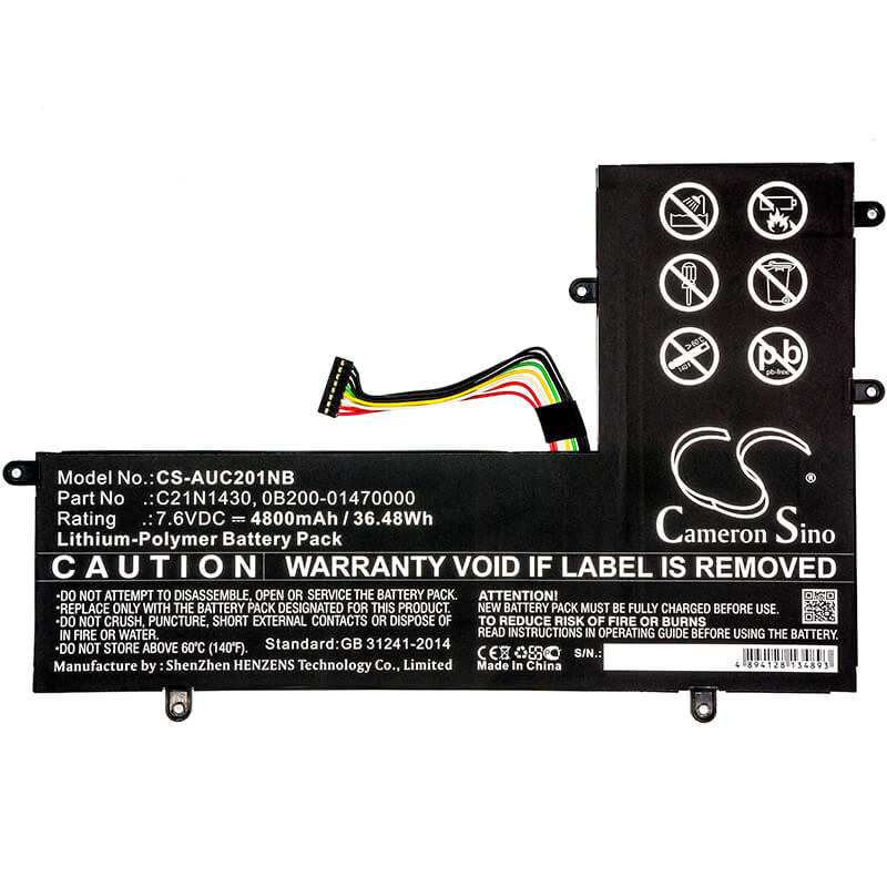 7.6V, 4800mAh, Li-Polymer Battery fits Asus, C201pa, C201pa_c-2a, 36.48Wh
