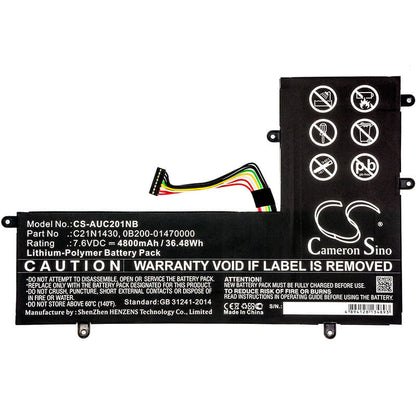 7.6V, 4800mAh, Li-Polymer Battery fits Asus, C201pa, C201pa_c-2a, 36.48Wh