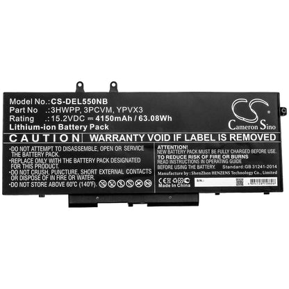 15.2V, 4150mAh, Li-ion Battery fits Dell, Latitude 14 5410, Latitude 14 5410 08t9x, 63.08Wh
