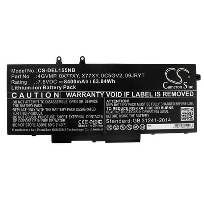 7.6V, 8400mAh, Li-ion Battery fits Dell, Latitude 14 5400, Latitude 14 5500, 63.84Wh