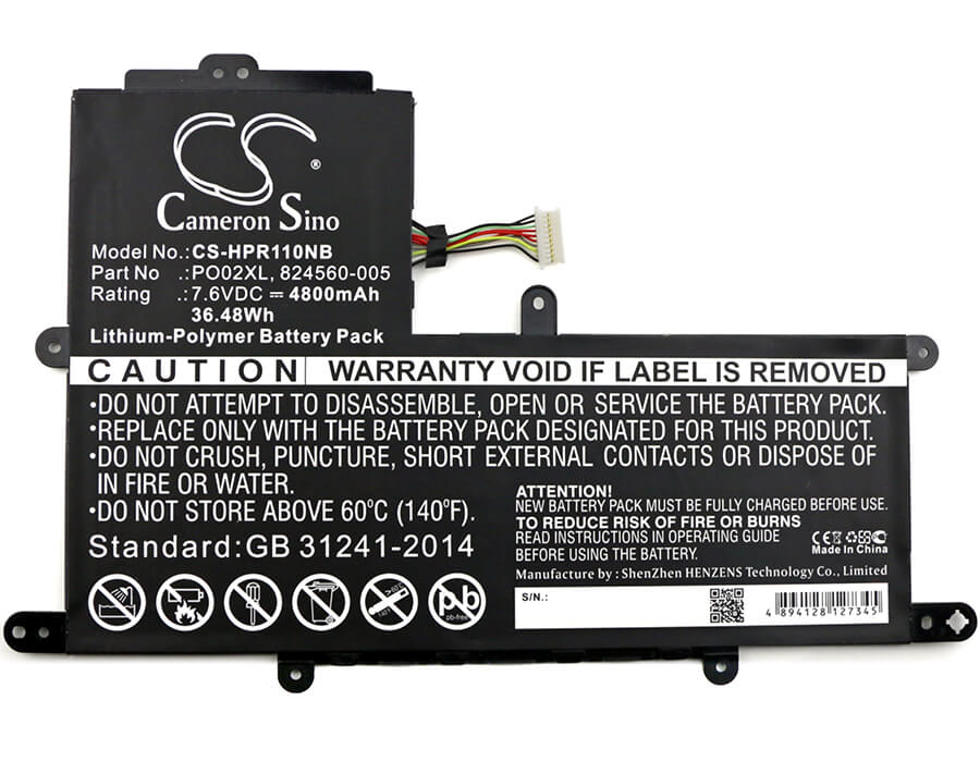7.6V, 4800mAh, Li-Polymer Battery fits Hp, Stream 11 Pro G2, Stream 11 Pro G3, 36.48Wh