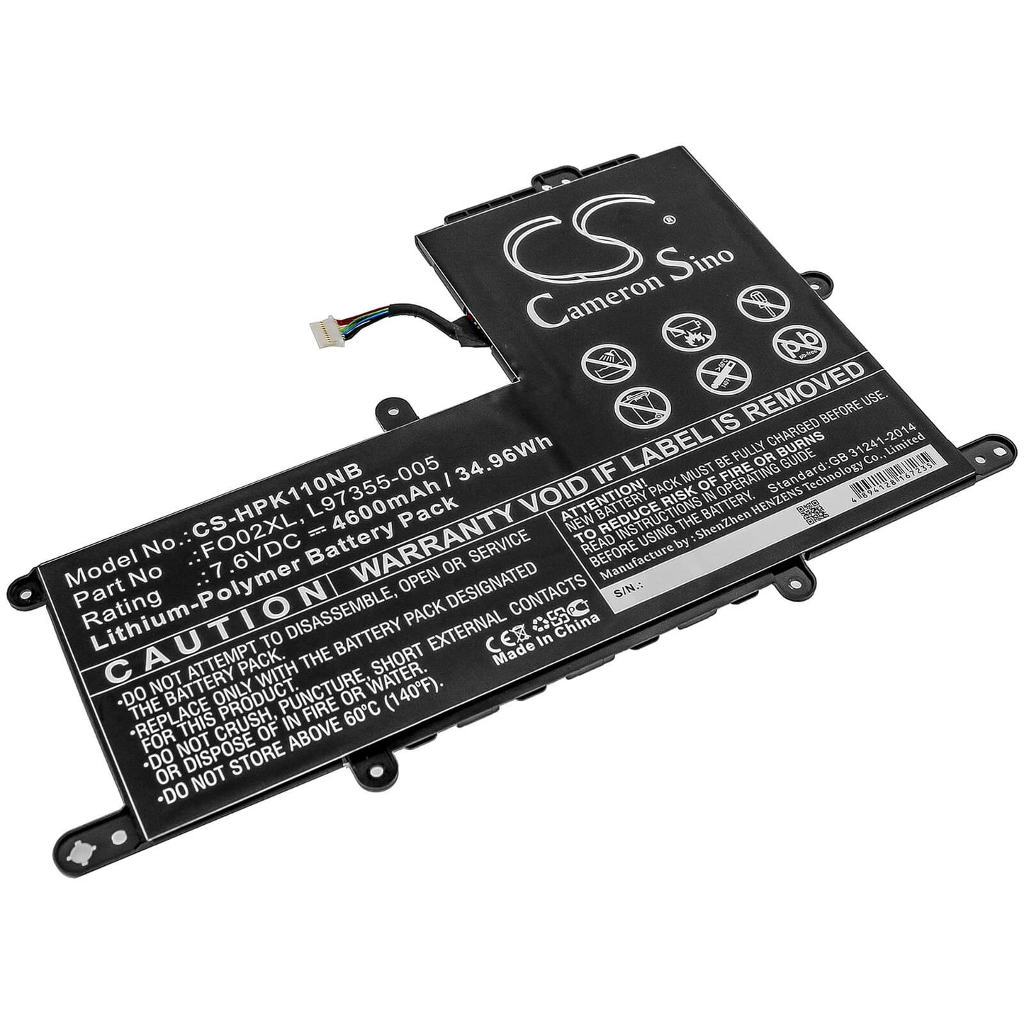 7.6V, 4600mAh, Li-Polymer Battery fits Hp, Chromebook 11a, Chromebook 11a-na, 34.96Wh
