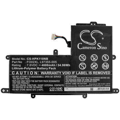 7.6V, 4600mAh, Li-Polymer Battery fits Hp, Chromebook 11a, Chromebook 11a-na, 34.96Wh