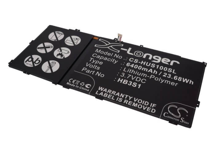 3.7V, 6400mAh, Li-Polymer Battery fits Huawei, Mediaapad 10fhd, Mediaapad S10, 23.68Wh