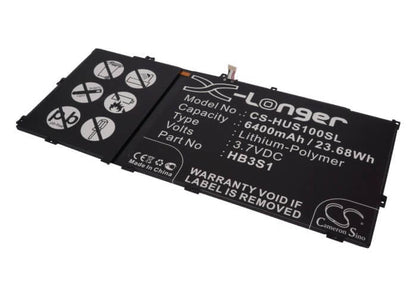3.7V, 6400mAh, Li-Polymer Battery fits Huawei, Mediaapad 10fhd, Mediaapad S10, 23.68Wh