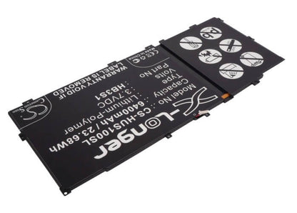 3.7V, 6400mAh, Li-Polymer Battery fits Huawei, Mediaapad 10fhd, Mediaapad S10, 23.68Wh