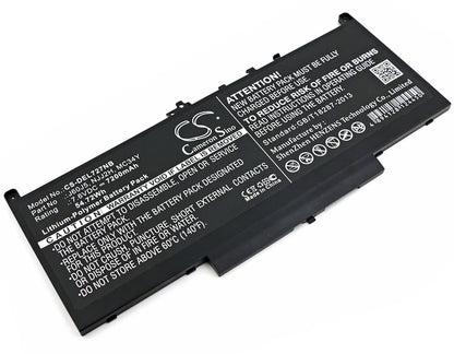 7.6V, 7200mAh, Li-Polymer Battery fits Dell, Latitude 12 E7270, Latitude 12 E7470, 54.72Wh