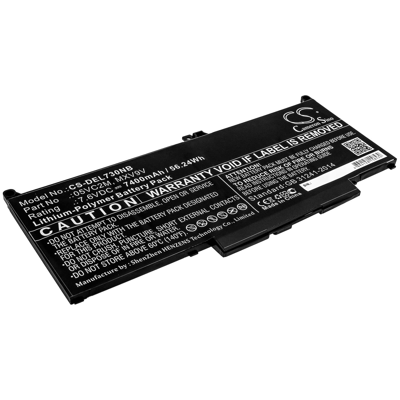 7.6V, 7400mAh, Li-Polymer Battery fits Dell, Latitude 13 5300, Latitude 13 5300 2-in-1, 56.24Wh