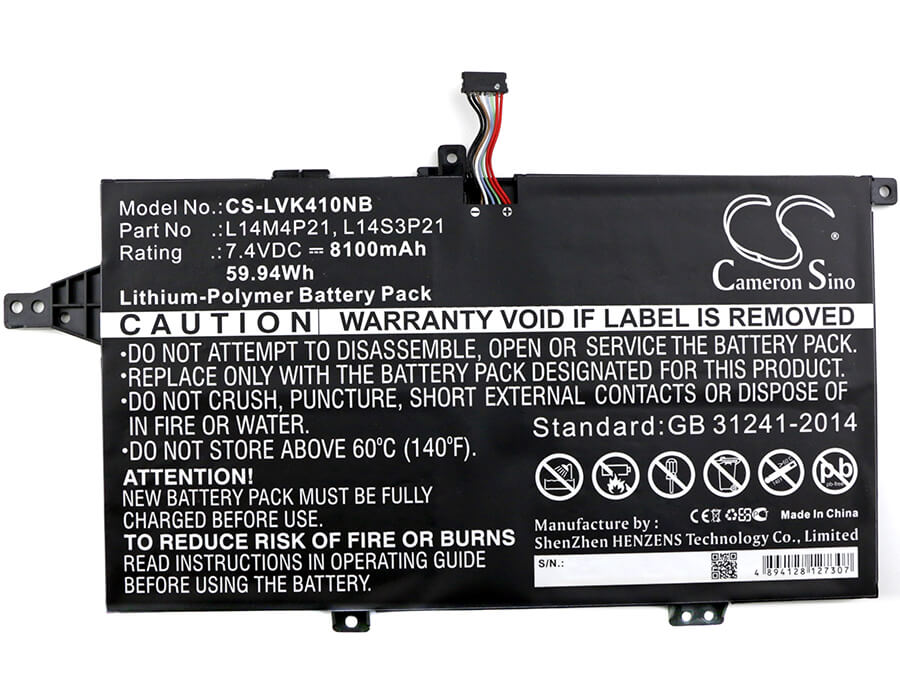7.4V, 8100mAh, Li-Polymer Battery fits Lenovo, K41-70, M41-70, 59.94Wh