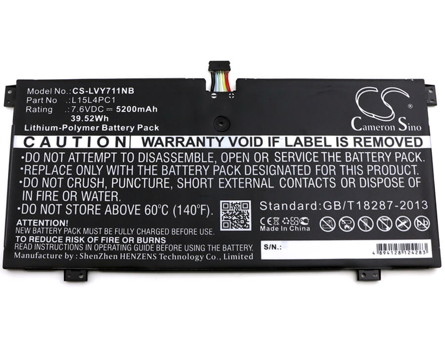7.6V, 5200mAh, Li-Polymer Battery fits Lenovo, Yoga 710, Yoga 710 11", 39.52Wh
