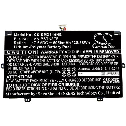 7.6V, 5050mAh, Li-Polymer Battery fits Samsung, Xe510c24, Xe510c24-k01us, 38.38Wh