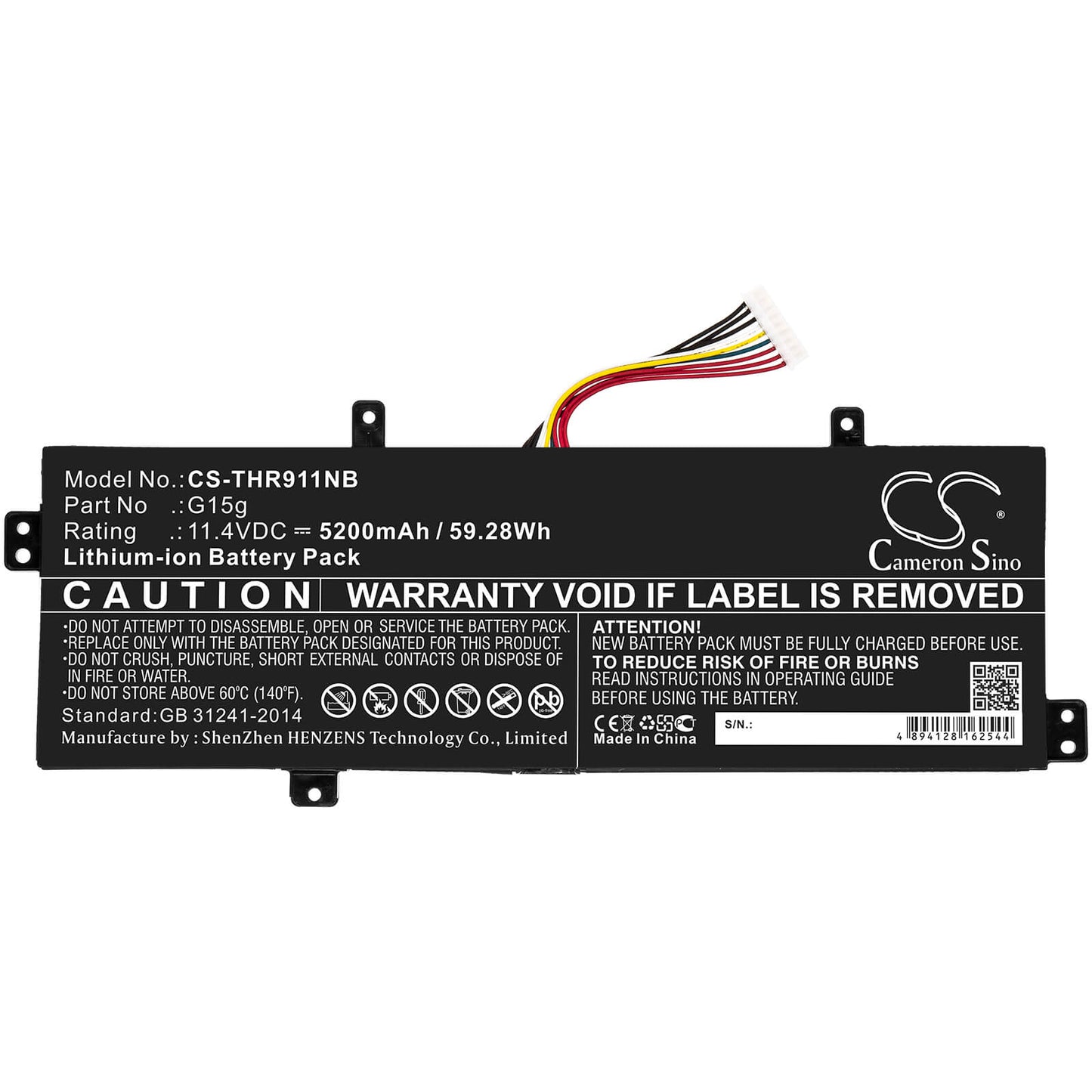 11.4V, 5200mAh, Li-ion Battery fits Gigabyte, Sabrepro 15, Sabrepro 15 G, 59.28Wh