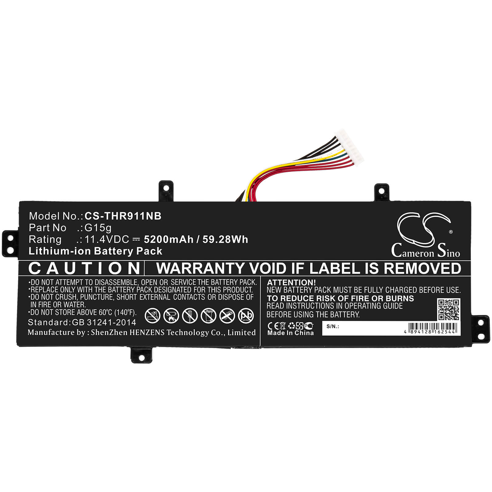 11.4V, 5200mAh, Li-ion Battery fits Gigabyte, Sabrepro 15, Sabrepro 15 G, 59.28Wh