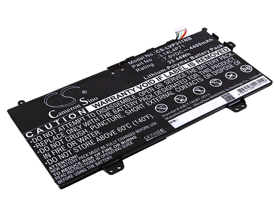 7.6V, 4400mAh, Li-Polymer Battery fits Lenovo, 80j80021us, For Yoga 3 11, 33.44Wh
