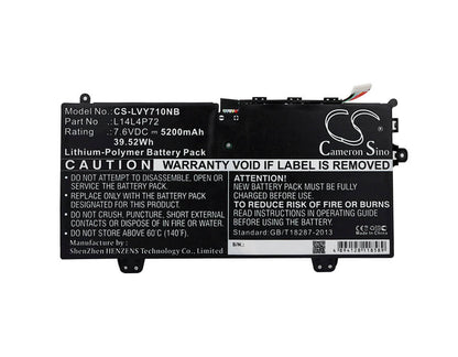 7.6V, 5200mAh, Li-Polymer Battery fits Lenovo, Yoga 3 11, Yoga 700, 39.52Wh