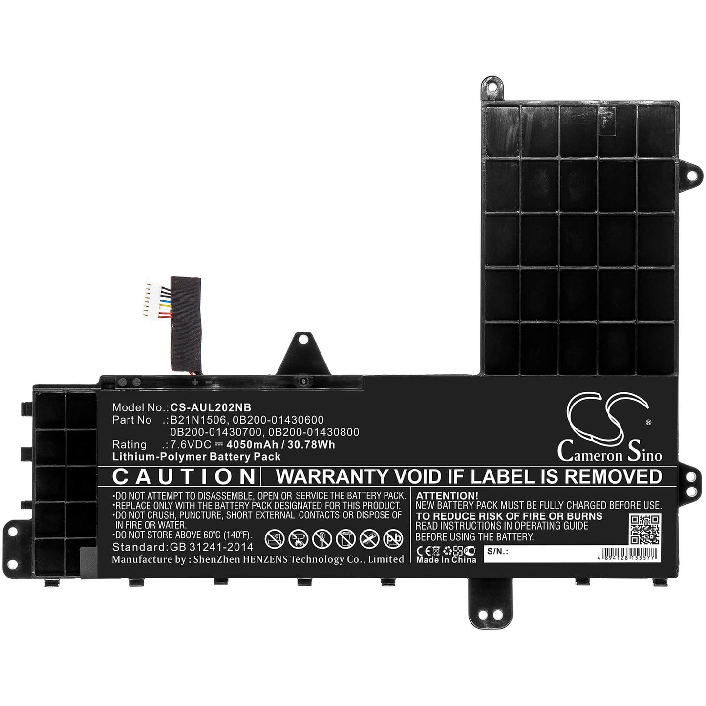 7.6V, 4050mAh, Li-Polymer Battery fits Asus, E502na-2a, E502na-2b, 30.78Wh