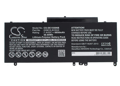 7.4V, 6850mAh, Li-Polymer Battery fits Dell, Latitude 14 5000, Latitude 14-e5470, 50.69Wh