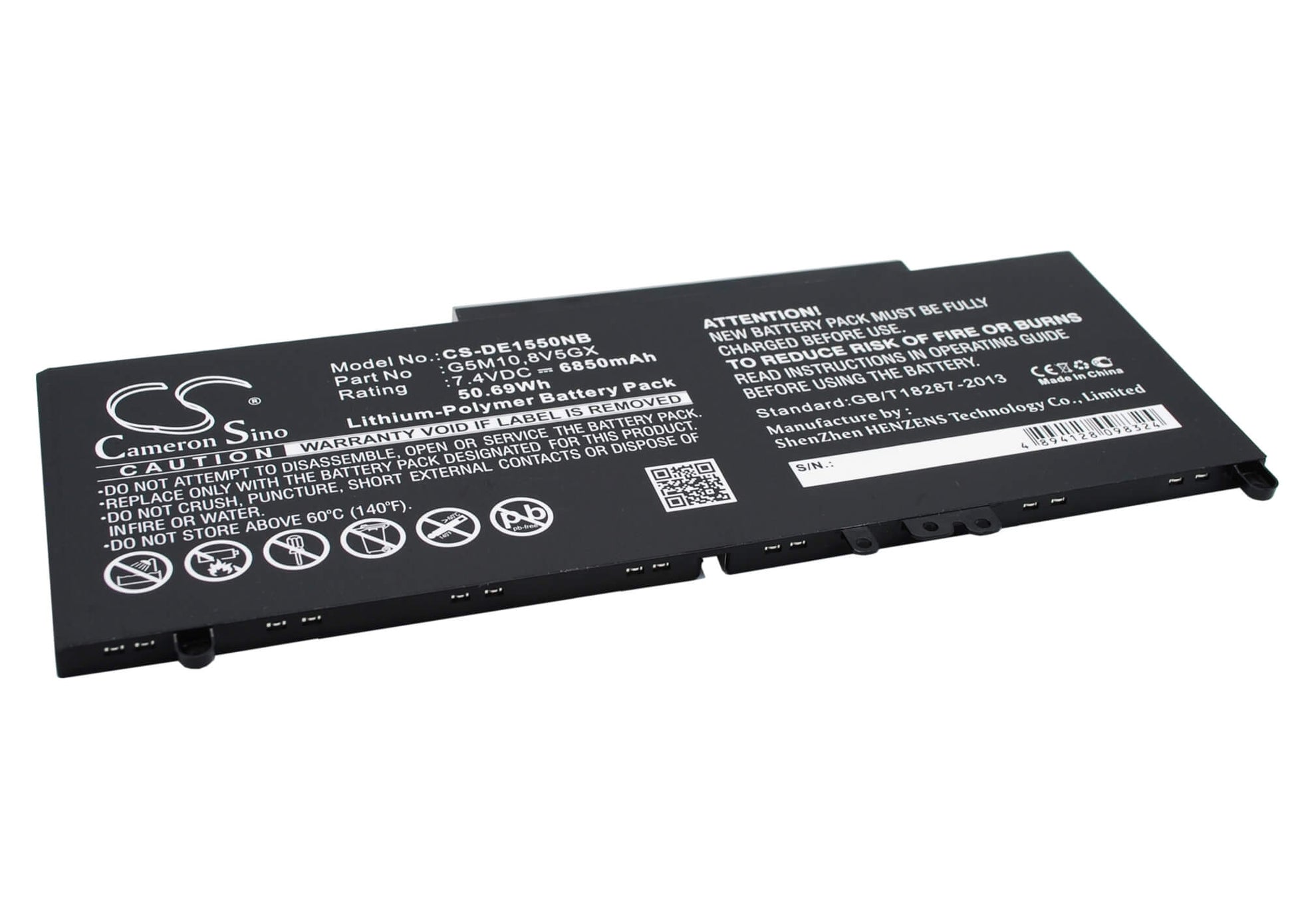 7.4V, 6850mAh, Li-Polymer Battery fits Dell, Latitude 14 5000, Latitude 14-e5470, 50.69Wh