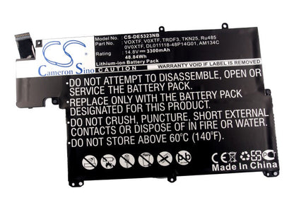 14.8V, 3300mAh, Li-ion Battery fits Dell, Inspiron 13z-5323, Inspiron 5323, 48.84Wh