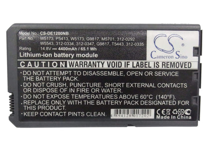 14.8V, 4400mAh, Li-ion Battery fits Dell, Inspiron 1000, Inspiron 1200, 65.12Wh