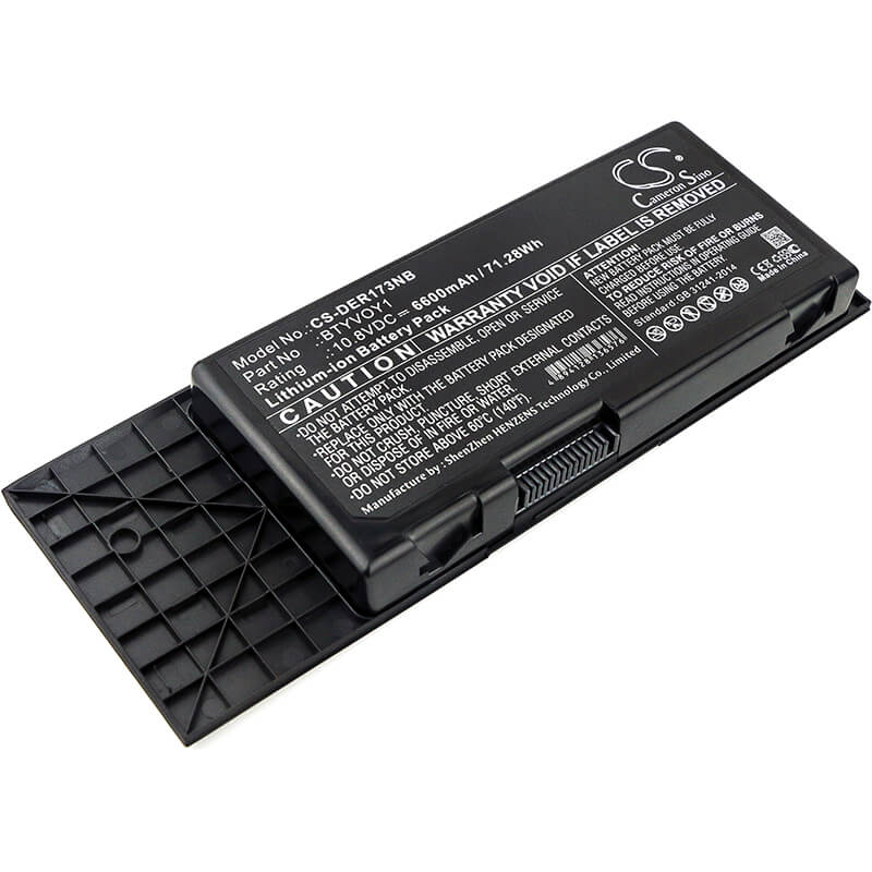 10.8V, 6600mAh, Li-ion Battery fits Dell, Alienware M17x R3, Alienware M17x R3-3d, 71.28Wh