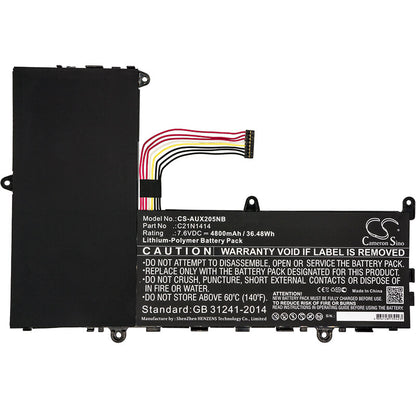 7.6V, 4800mAh, Li-Polymer Battery fits Asus, Ckse321d1, Eeebook F205ta, 36.48Wh