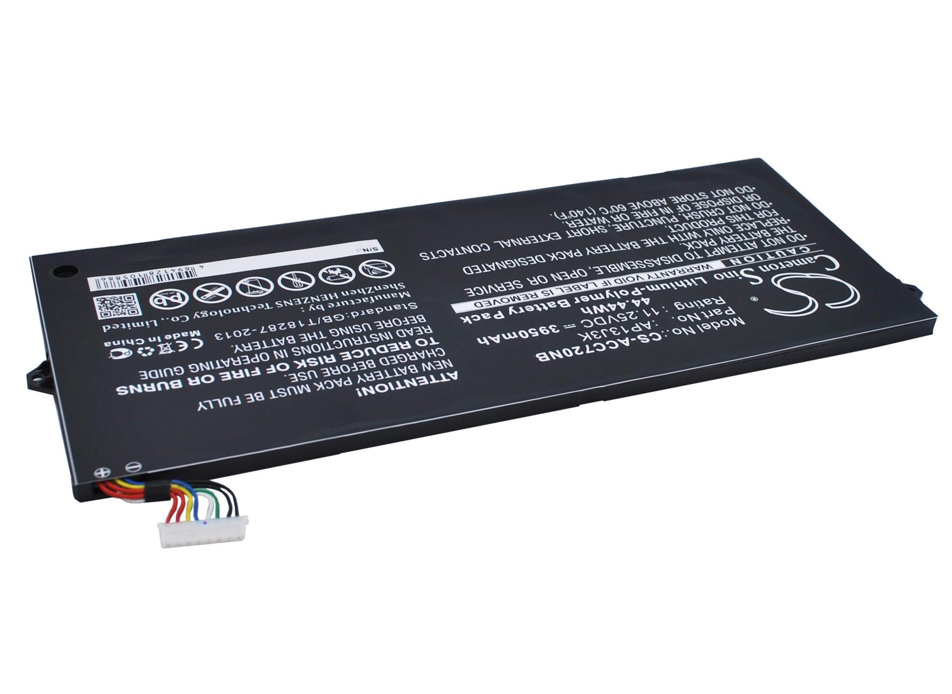 11.25V, 3950mAh, Li-Polymer Battery fits Acer, Chromebook 11 C720, Chromebook 11 C720p, 44.4375Wh