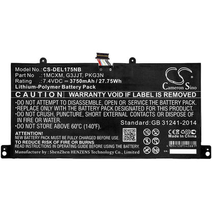 7.4V, 3750mAh, Li-Polymer Battery fits Dell, Latitude 5175, Latitude 5179, 27.75Wh