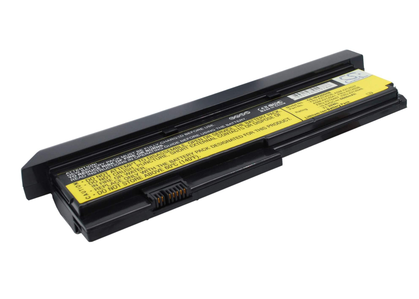 10.8V, 6600mAh, Li-ion Battery fits Ibm, Thinkpad Elite X200, Thinkpad Elite X200s, 71.28Wh