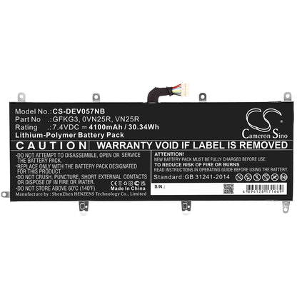 CS-DEV057NB, Notebook, Laptop 7.4V, 4100mAh, Li-Polymer Battery fits Dell, Venue 10 Pro, Venue 10 Pro 5056, 30.34Wh